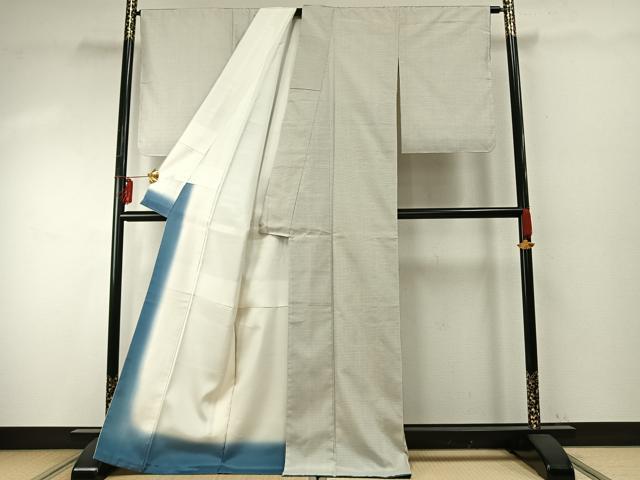 平和屋着物●本場大島紬　アンサンブル　白大島　100亀甲　総詰め　正絹　逸品　未使用　AABE5390fy