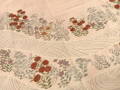 平和屋着物●訪問着　手描き　草花文　金彩　正絹　逸品　AABE5400fy
