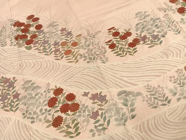 平和屋着物●訪問着　手描き　草花文　金彩　正絹　逸品　AABE5400fy