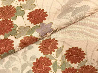 平和屋着物●訪問着　手描き　草花文　金彩　正絹　逸品　AABE5400fy