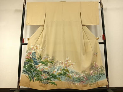 平和屋着物●豪華色留袖　友禅　作家物　立波枝花文　暈し染め　正絹　逸品　AABE5402fy