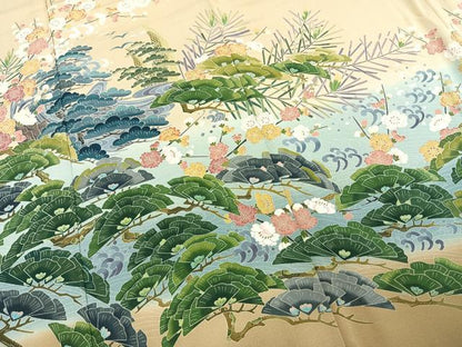 平和屋着物●豪華色留袖　友禅　作家物　立波枝花文　暈し染め　正絹　逸品　AABE5402fy