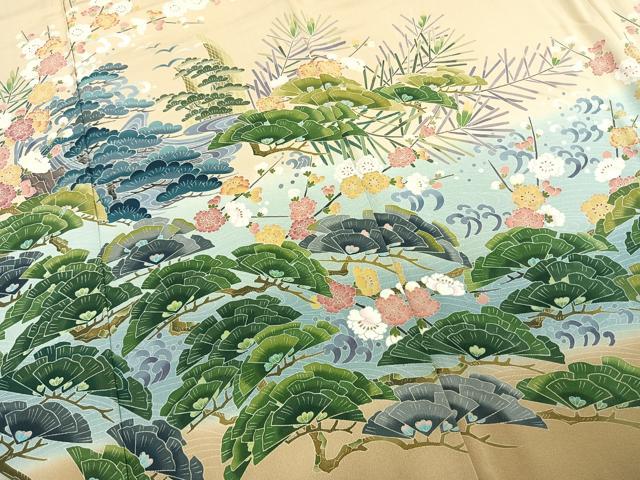 平和屋着物●豪華色留袖　友禅　作家物　立波枝花文　暈し染め　正絹　逸品　AABE5402fy