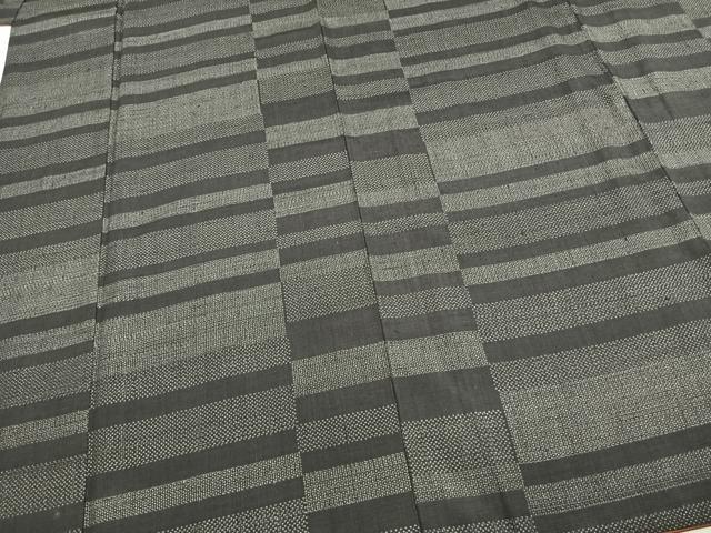 平和屋着物●結城紬 100亀甲 横段文 正絹 逸品 AABE5407fy