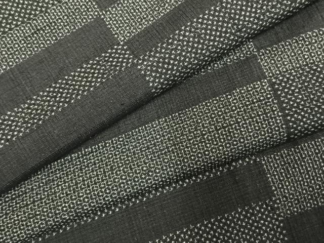 平和屋着物●結城紬 100亀甲 横段文 正絹 逸品 AABE5407fy