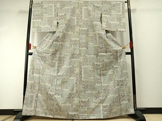 平和屋着物●本場大島紬 カタス9マルキ 色紙花文 正絹 逸品 AABE5410fy