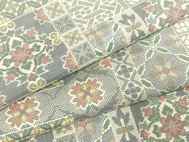 平和屋着物●本場大島紬 カタス9マルキ 色紙花文 正絹 逸品 AABE5410fy