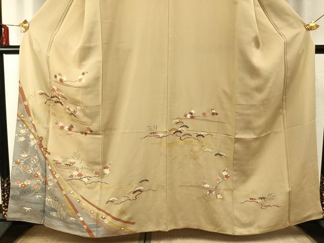平和屋着物●訪問着　駒刺繍　松竹梅　束ね熨斗花文　金彩　ますいわ屋扱い　正絹　逸品　AABE5416fy