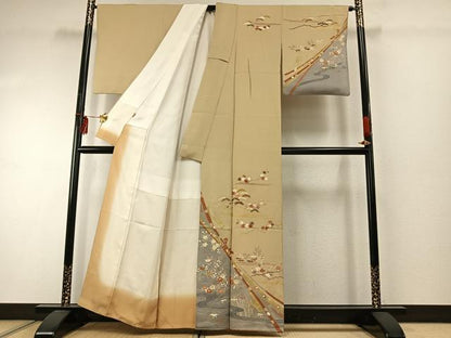 平和屋着物●訪問着　駒刺繍　松竹梅　束ね熨斗花文　金彩　ますいわ屋扱い　正絹　逸品　AABE5416fy
