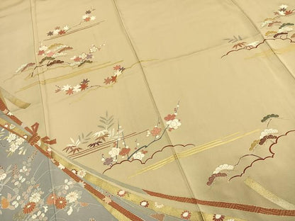 平和屋着物●訪問着　駒刺繍　松竹梅　束ね熨斗花文　金彩　ますいわ屋扱い　正絹　逸品　AABE5416fy