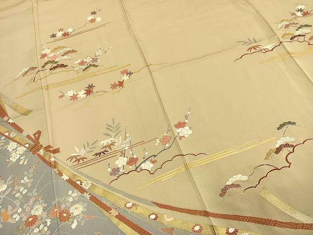 平和屋着物●訪問着　駒刺繍　松竹梅　束ね熨斗花文　金彩　ますいわ屋扱い　正絹　逸品　AABE5416fy
