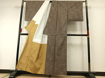 平和屋着物●本場大島紬　カタス9マルキ　草花文　正絹　逸品　AABE5422fy