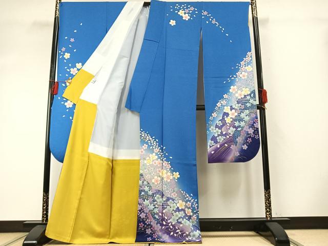 平和屋着物○豪華振袖 駒刺繍 舞花文 暈し染め 金彩 銀通し