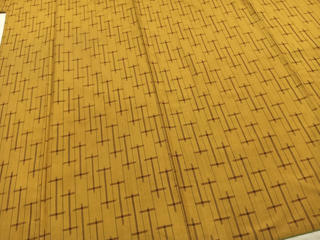 平和屋着物●本場黄八丈　紬　十字絣間道　正絹　逸品　AABE5436fy