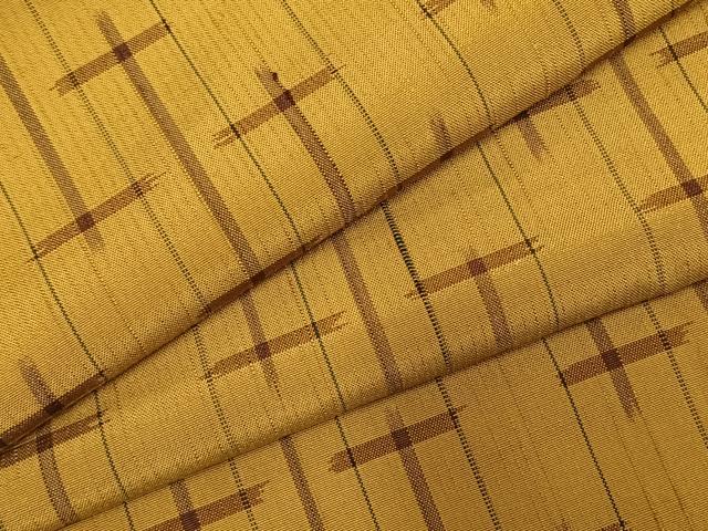 平和屋着物○本場黄八丈 紬 十字絣間道 正絹 逸品 AABE5436fy