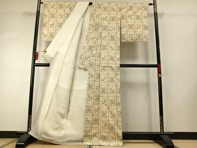 平和屋着物●上質な紬　井桁絣　正絹　逸品　AABE5451fy