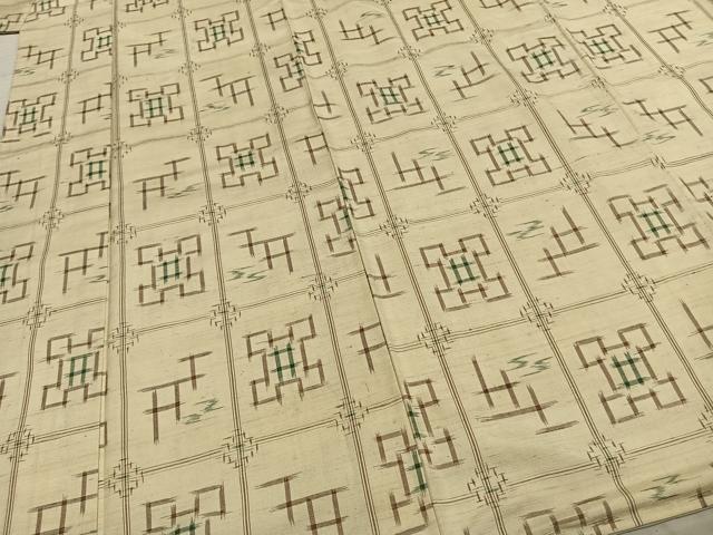 平和屋着物●上質な紬　井桁絣　正絹　逸品　AABE5451fy