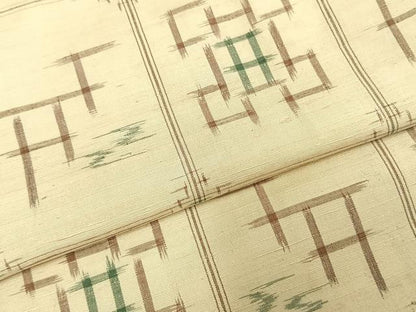 平和屋着物●上質な紬　井桁絣　正絹　逸品　AABE5451fy