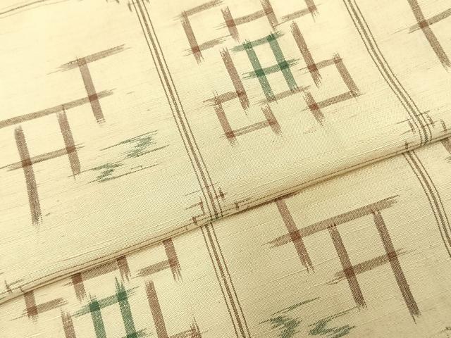 平和屋着物●上質な紬　井桁絣　正絹　逸品　AABE5451fy