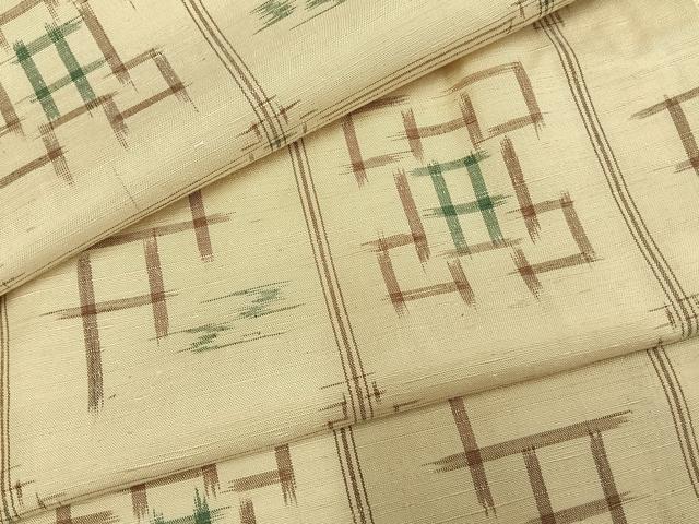 平和屋着物●上質な紬　井桁絣　正絹　逸品　AABE5451fy