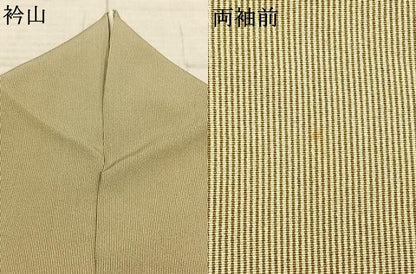 平和屋着物●寺山存男 江戸小紋 万筋 緑色×ベージュ色 正絹 逸品 AABE5459fy