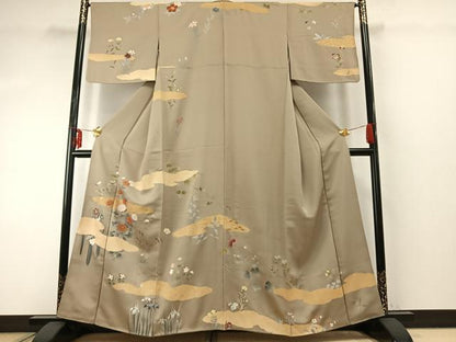 平和屋着物●訪問着 草花文 金彩 正絹 逸品 AABE5467fy
