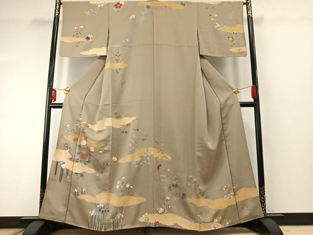 平和屋着物●訪問着 草花文 金彩 正絹 逸品 AABE5467fy