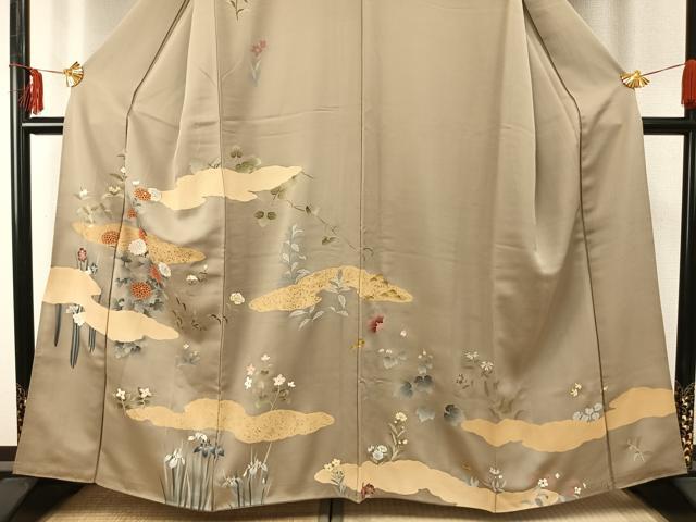 平和屋着物●訪問着 草花文 金彩 正絹 逸品 AABE5467fy