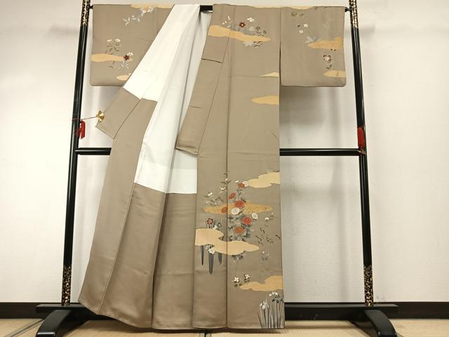 平和屋着物●訪問着 草花文 金彩 正絹 逸品 AABE5467fy