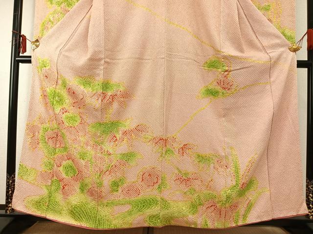 平和屋着物●豪華振袖 総絞り 草花文 正絹 逸品 AABE5473fy