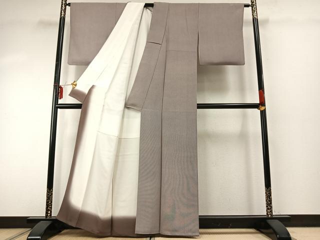 平和屋着物○小紋師 栗田政一 江戸小紋 万筋 紫色×白色