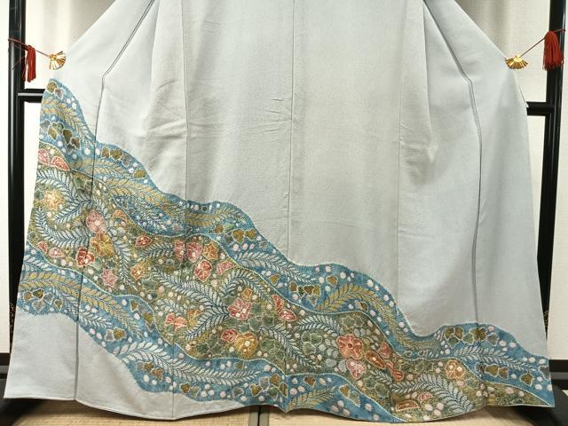 平和屋着物●訪問着 絞り 道長草花文 金彩 正絹 逸品 AABE5477fy