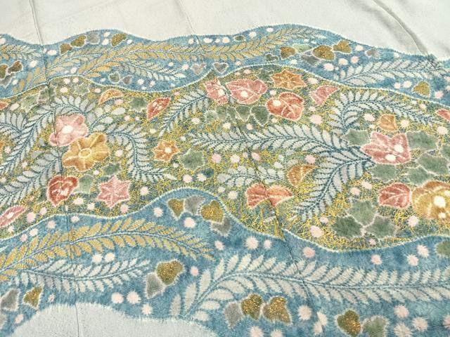平和屋着物●訪問着 絞り 道長草花文 金彩 正絹 逸品 AABE5477fy