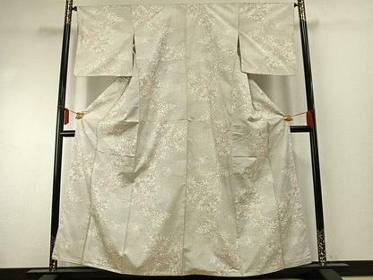 平和屋着物●本場大島紬　白大島　120亀甲　草花文　正絹　逸品　未使用　AABE5484fy