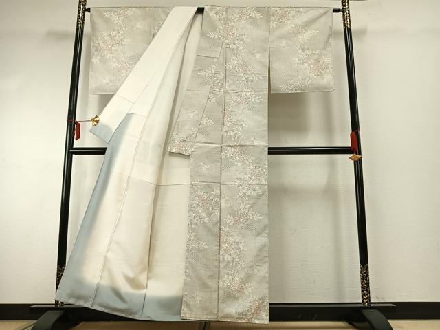 平和屋着物●本場大島紬　白大島　120亀甲　草花文　正絹　逸品　未使用　AABE5484fy