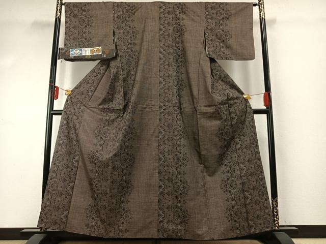 平和屋着物●本場大島紬　一元7マルキ　手織　吉祥花間道　安原和裕作　証紙付き　正絹　逸品　AABE5489fy 平和屋着物○本場大島紬 一元7マルキ 手織 吉祥花間道 安原和