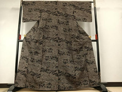 平和屋着物●上質な紬　風景花文　正絹　逸品　未使用　AABE5497fy
