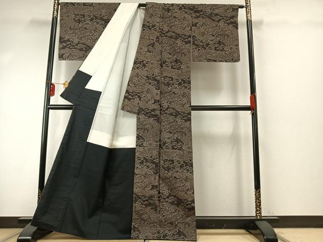 平和屋着物●上質な紬　風景花文　正絹　逸品　未使用　AABE5497fy