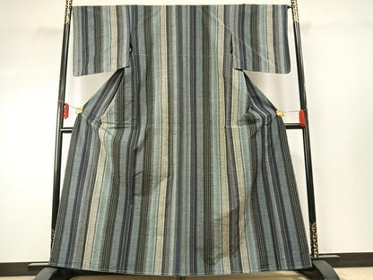 平和屋着物●上質な紬 縞 正絹 逸品 AABE5498fy