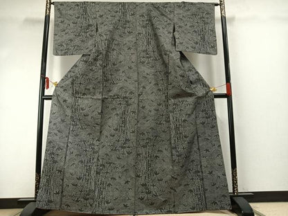 平和屋着物●本場大島紬　カタス9マルキ　笹竹文　正絹　逸品　AABE5507fy