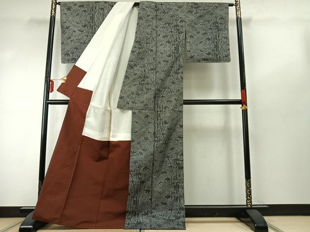 平和屋着物●本場大島紬　カタス9マルキ　笹竹文　正絹　逸品　AABE5507fy
