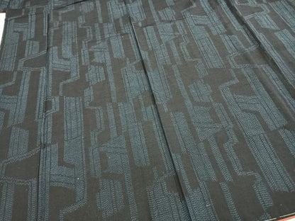 平和屋着物●結城紬　幾何学文様　正絹　逸品　未使用　AABE5508fy