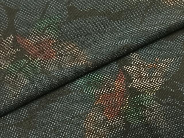 平和屋着物●本場大島紬　カタス7マルキ　純泥染　手織　草花文　畠山紬工場謹製　証紙付き　正絹　逸品　AABE5512fy