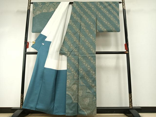平和屋着物●伝統工芸士　京友禅染色作家　田家鬼彩　本場染大島紬　更紗花文　正絹　逸品　AABE5521fy