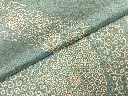 平和屋着物●伝統工芸士　京友禅染色作家　田家鬼彩　本場染大島紬　更紗花文　正絹　逸品　AABE5521fy