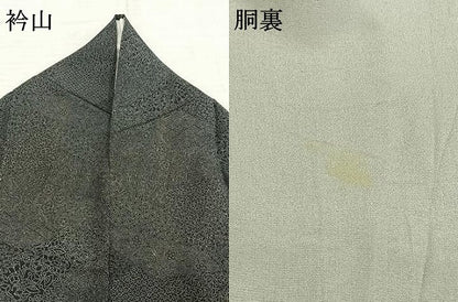 平和屋着物●江戸小紋　切嵌文　黒地　反端付き　正絹　逸品　AABE5530fy