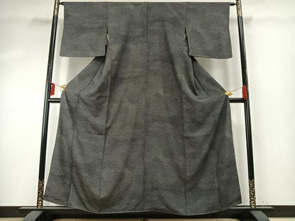 平和屋着物●江戸小紋　切嵌文　黒地　反端付き　正絹　逸品　AABE5530fy