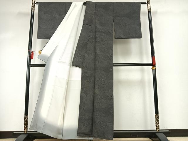 平和屋着物●江戸小紋　切嵌文　黒地　反端付き　正絹　逸品　AABE5530fy