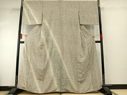 平和屋着物●訪問着 紬地 型染め 葉尽くし 暈し染め 正絹 逸品 AABE5542fy