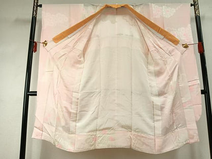 平和屋着物●豪華振袖・長襦袢(無双仕立て)セット　花蝶文　暈し染め　金彩　正絹　逸品　AABE5569fy